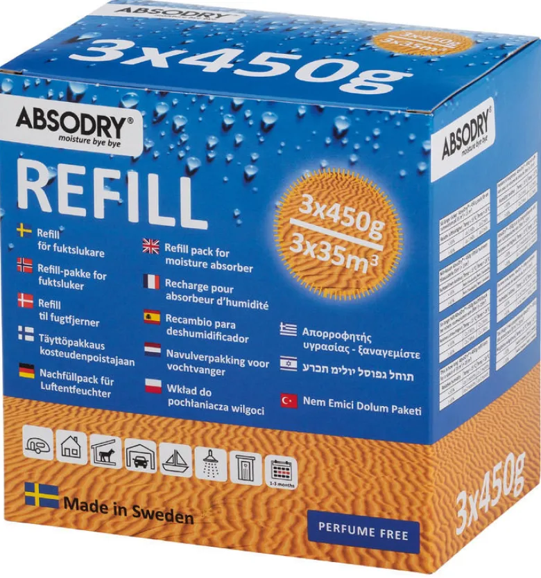 ABSODRY refillpaket 3 x 450 gr