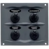 BEP Strömpanel, 4 Strömbrytare, Vattentät, 12V/24V, Svart, 7