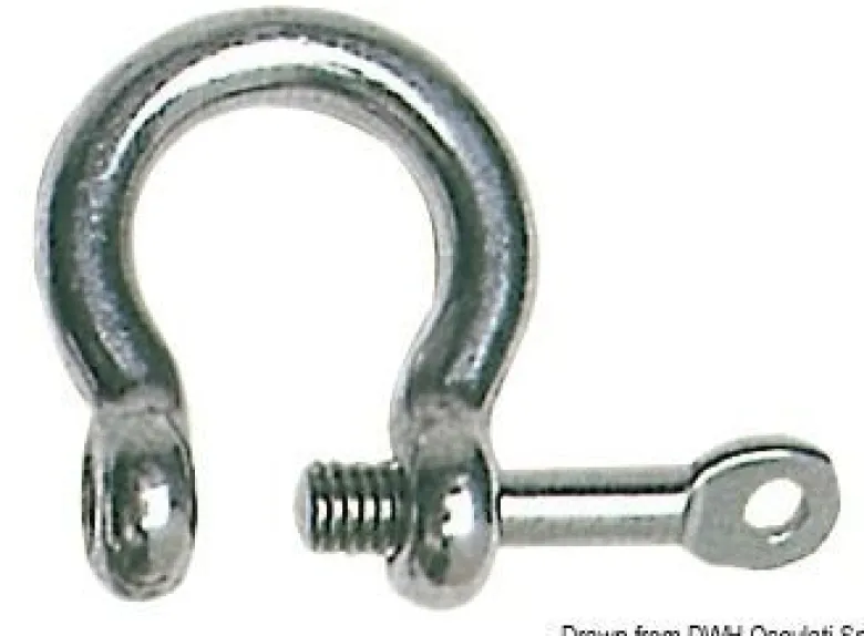 Bågschackel med säkrad sprint AISI 316 6 mm
