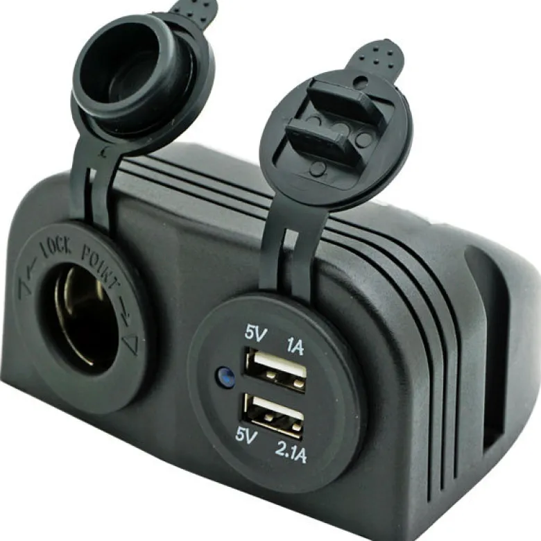 1852 byggande dubbla USB-uttag 5 V och cigarettkontakt 12/24 V