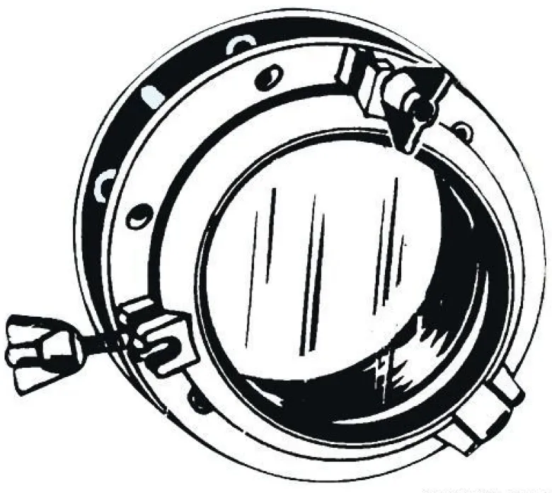 Cirkulär öppningsbar svart nylon-portlight 270 mm