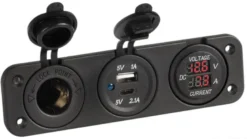 Digital voltmeter och amperemeter 12V USB-A + USB-C