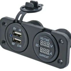 Dubbelt USB-uttag & volt/ampere mätare
