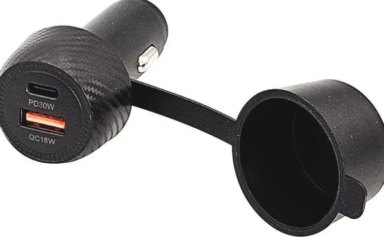 Dubbel USB-kontakt typ A+C med vattentätt lock
