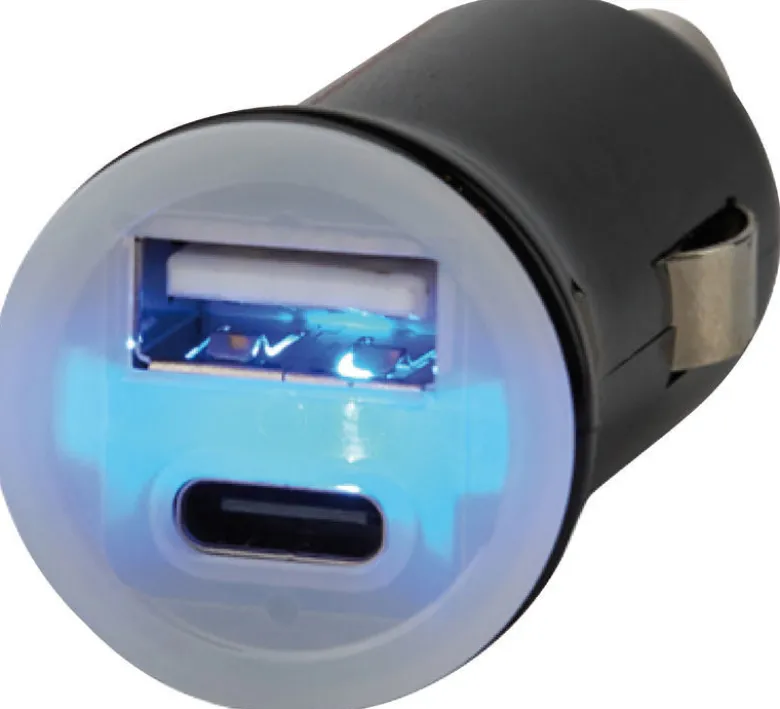 Dubbel USB-kontakt typ A+C 12/24V 2.4A