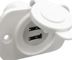 Dubbel USB-uttag vit bakre mutter + panel
