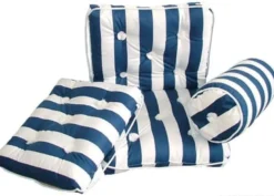 Enkel bomullskudde blå/vita ränder 430x350mm