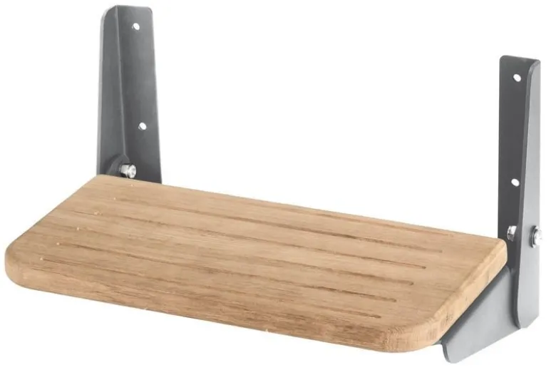 Fällbar fotstödsskiva med teaksteg