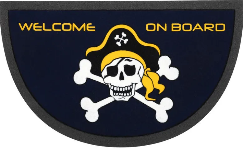 Format halkskyddad halvcirkelformad dörrmatta 40x68 cm Pirate