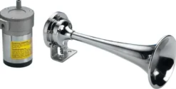 Förkromad trumpet med 1 signalhorn, 12 V
