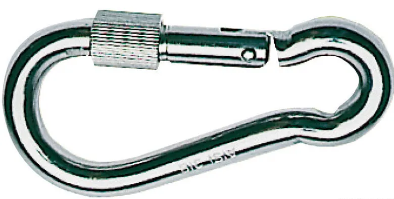 Karbinhake AISI 316 med ring 100 mm