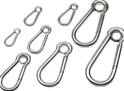 Karbinhake polerad AISI 316 med öga 5 mm