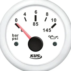 Kus Oljetrycksmätare Vit, 0-10 Bar, 12/24v