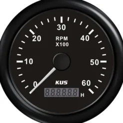 Kus varvräknare diesel 0-6000 0.5-250 med tim. svart 12/24V Ø