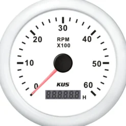 Kus varvräknare diesel 0-6000 0.5-250 med tim. vit 12/24V Ø