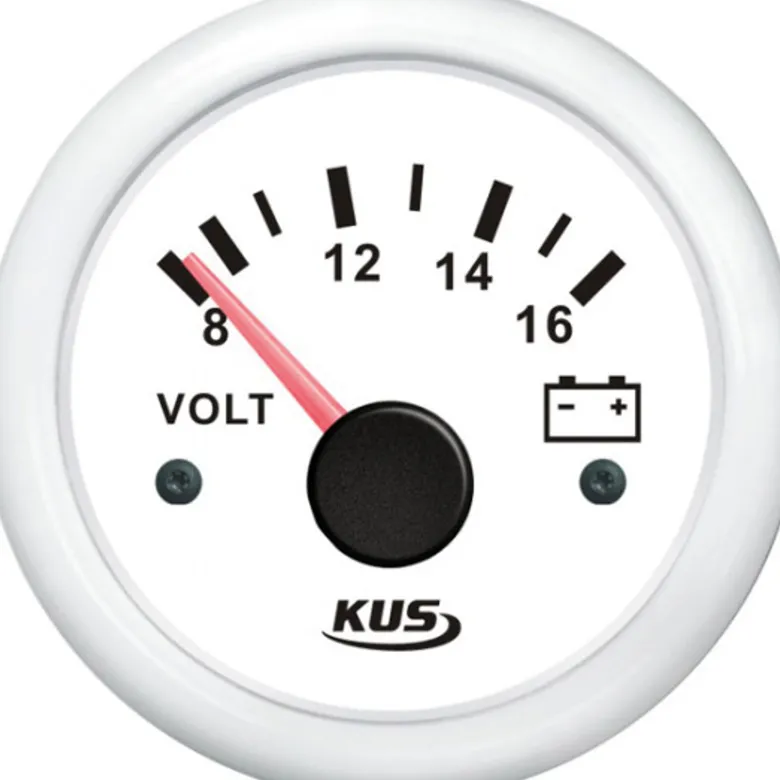 Kus Voltmätare Analog Vit, 12v, Ø:52mm