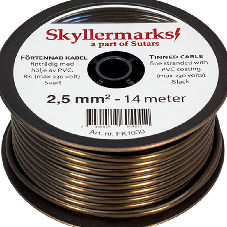 Minirulle Förtent Svart 10 mm² 7m
