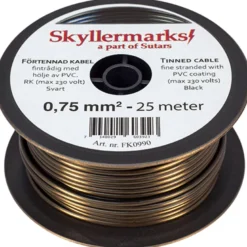 Minirulle Förtent Svart 0,75 mm² 25 m