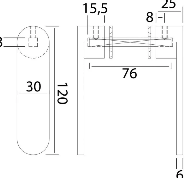 Nauta R handtag polerat AISI316 8 mm