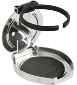 Polerad vikbar glashållare i SS 107x91x14 mm