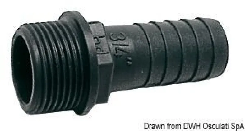 PP slanganslutning med utvändig gänga 1" x 30 mm