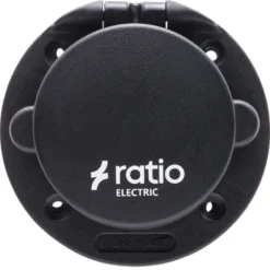 Ratio Landströmskontakt med lock plast svart 16 amp