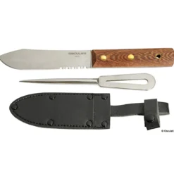 Set: SS-kniv + märlspik + läderfodral