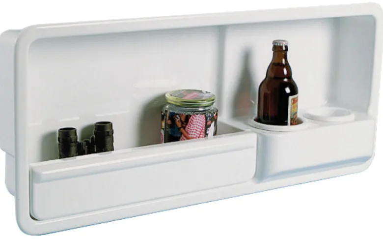 Sidofack med 2 glas-/burkhållare, ABS vit, höger