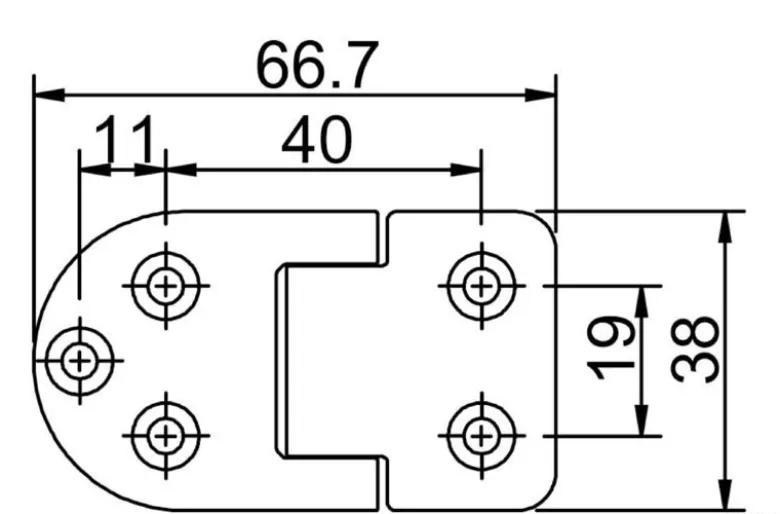 Självhållande gångjärn AISI316 67x38 mm