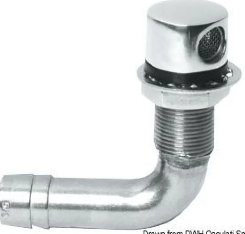 90° tankventilation i spegelpolerat SS 16 mm