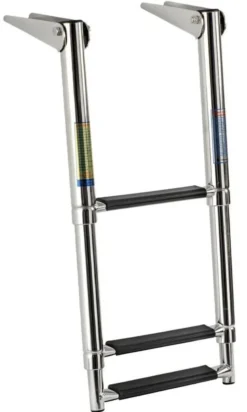 Teleskopisk standardstege AISI316 svart 3 steg
