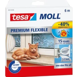 Tesa Tätningslist Silikon 9 mm x 6 m Vit