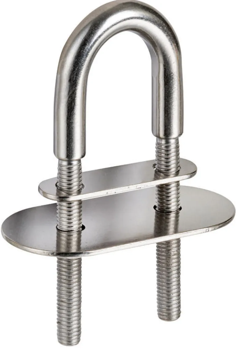 U-bult AISI316 110mm med två plattor 60x15 mm