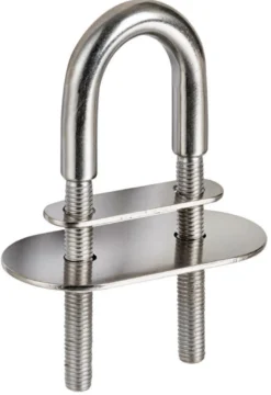 U-bult AISI316 105mm med två plattor 50x15 mm