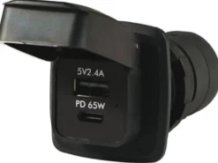 Vattentätt USB-A + USB-C PD65W-uttag