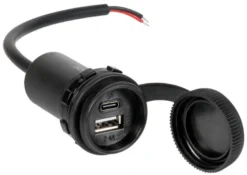 Vattentätt USB-A + USB+C-uttag med lock