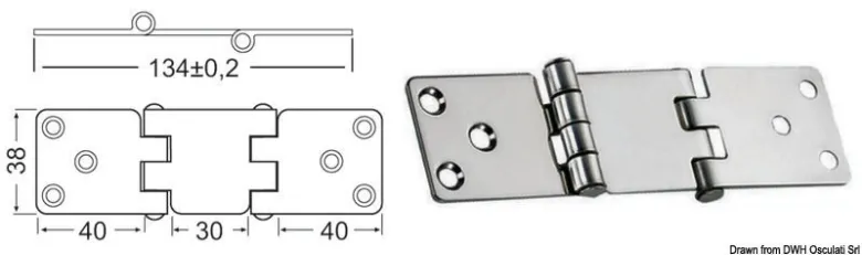 Överhängsgångjärn 134x38 mm