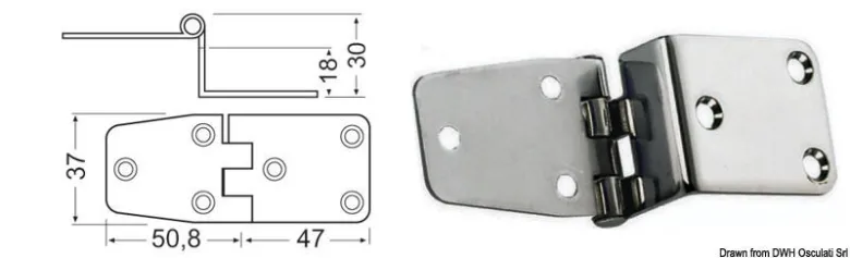 Överlappsgångjärn 97.8x37 mm