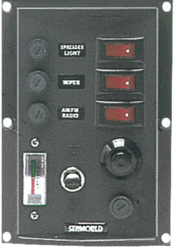 Vertikal kontrollpanel med 3 strömbrytare + signalhorn