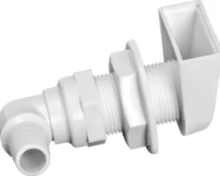 Vit skrovgenomföring i plast 90° 1" x 19 mm