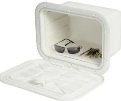 Vitt stuvfack med lock 280 x 180 mm B-front